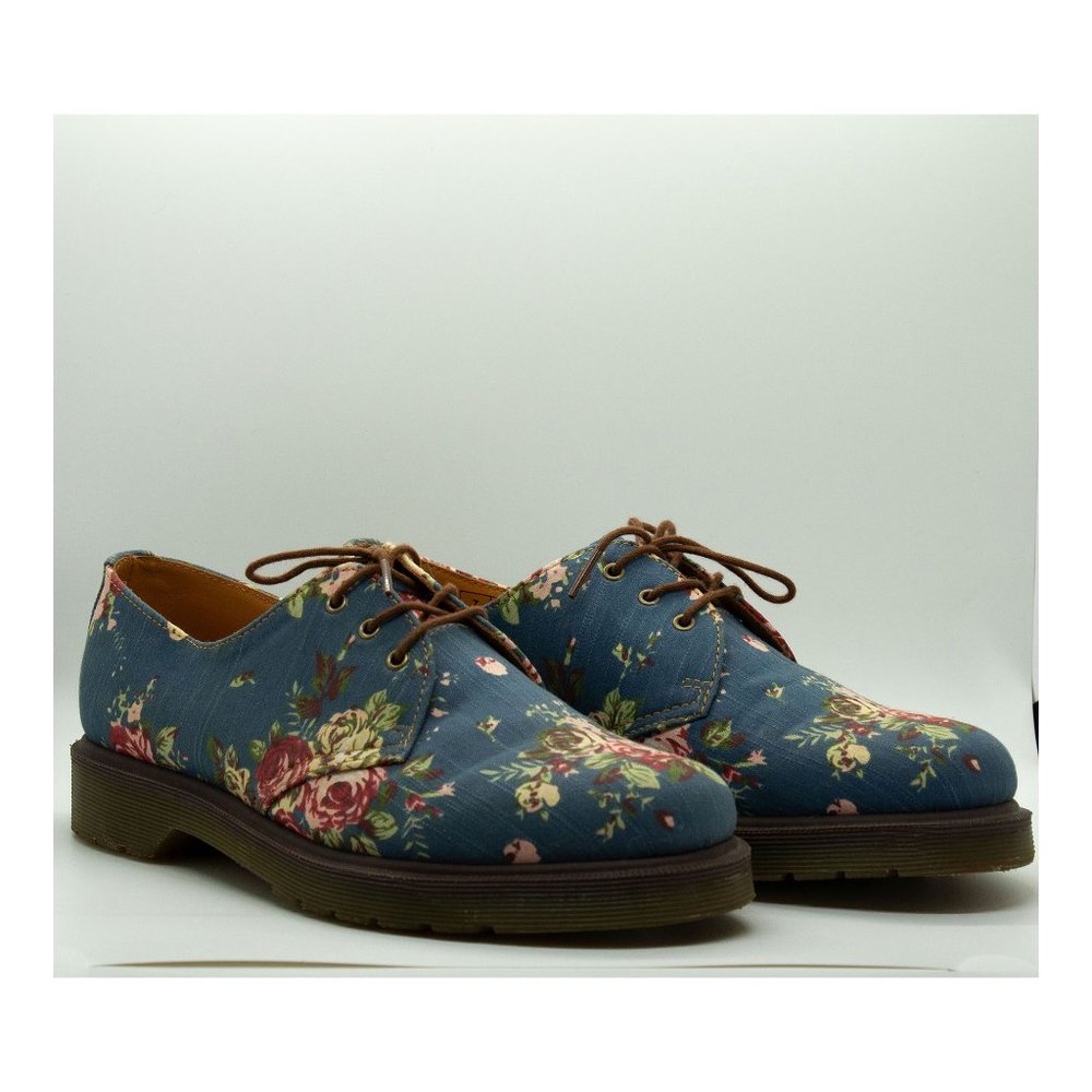 NWT Women's Dr. Marten's Victorian Floral Denim Blue Jean Oxfords, Size 9